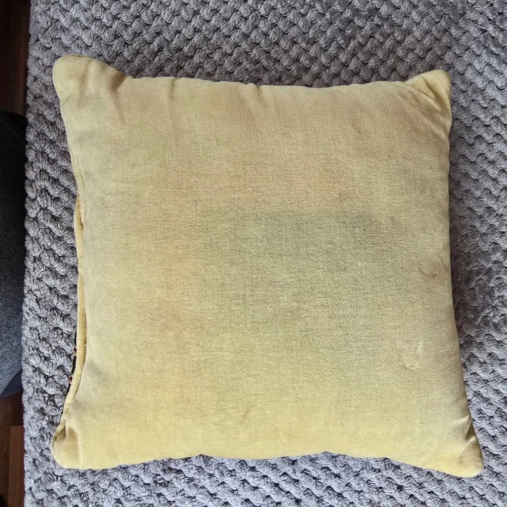 Vintage Needlepoint Angel Accent Pillow Velvet Back Christmas Holiday Decor